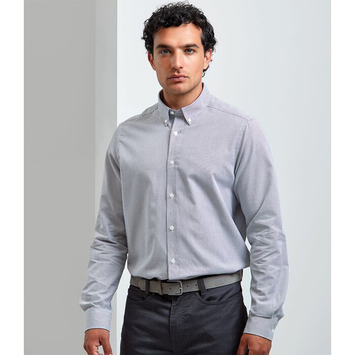 Premier Long Sleeve Striped Oxford Shirt Thumbnail