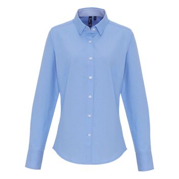 Premier Ladies Long Sleeve Striped Oxford Shirt Thumbnail