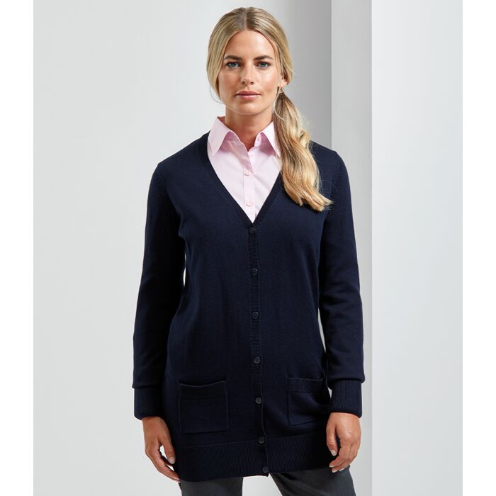 Premier Ladies Longline V Neck Cardigan Thumbnail