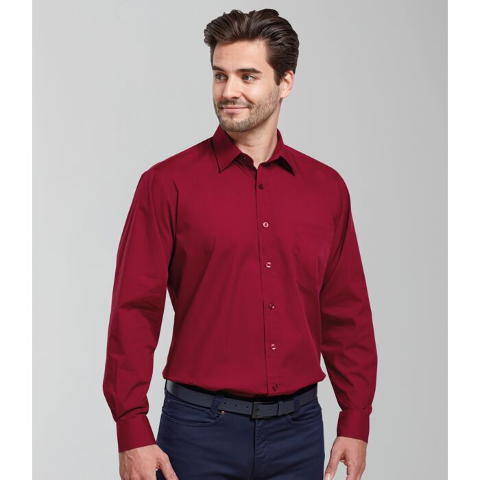 10 x Premier Long Sleeve Poplin Shirt Thumbnail