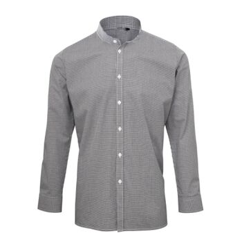 Gingham Mandarin Collar Long Sleeve Shirt Thumbnail