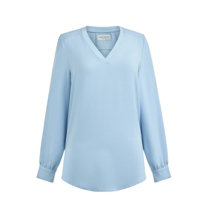 Brook Taverner - Como V-Neck Crepe De Chine Blouse Thumbnail