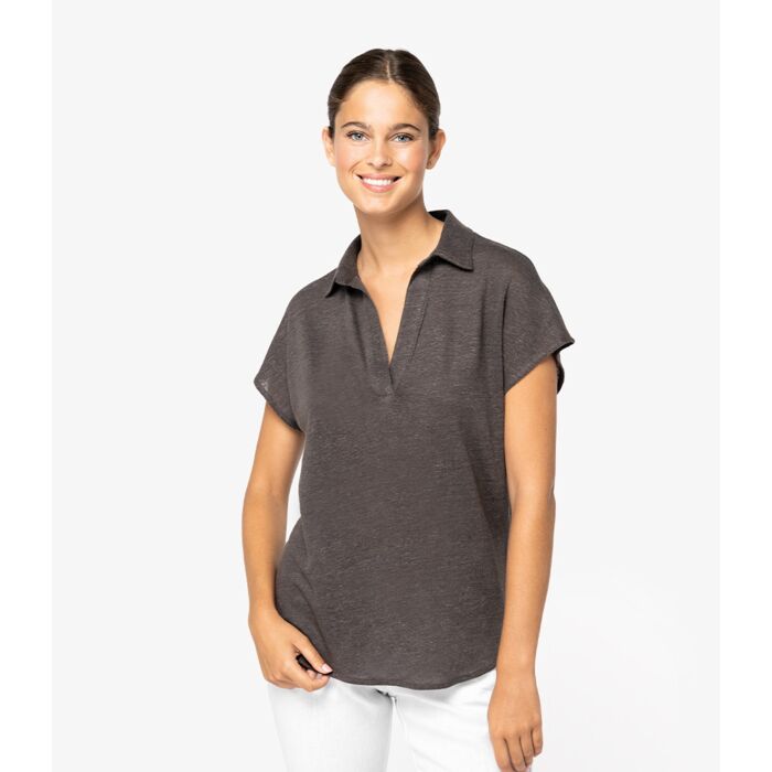 Spasso Ladies Linen Polo Shirt Thumbnail